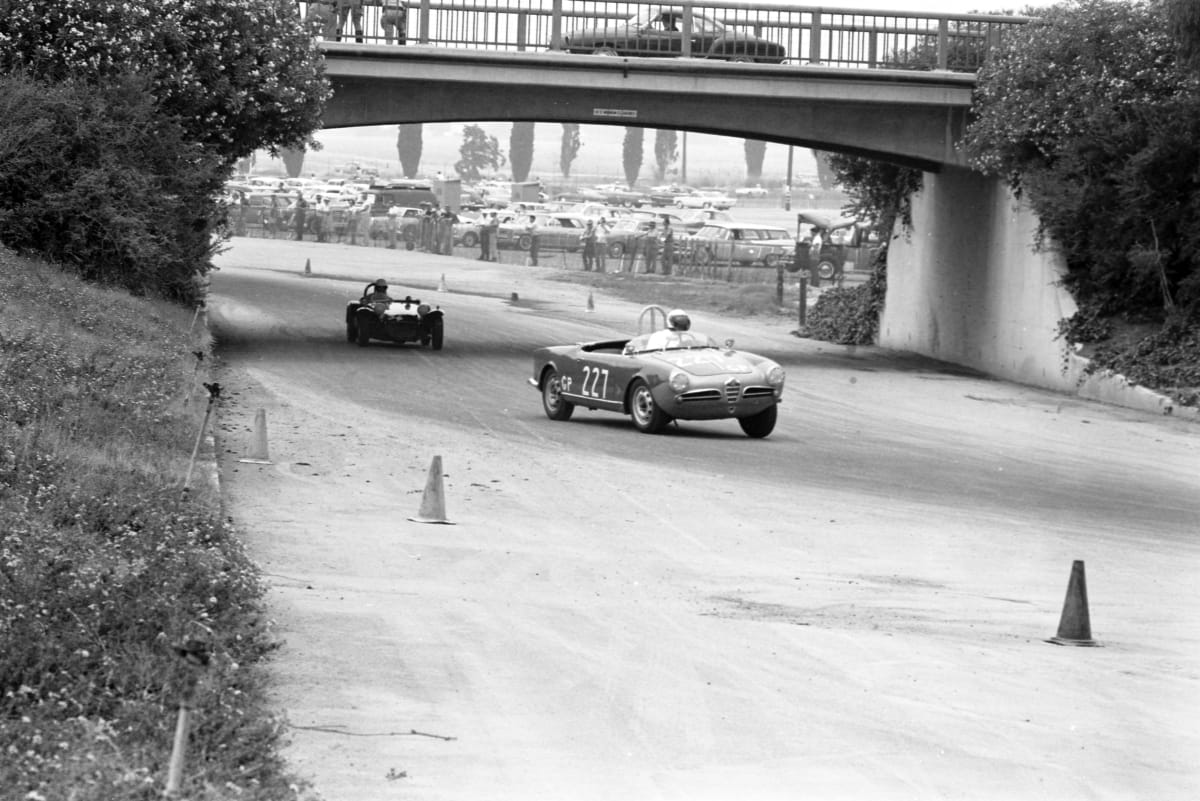 Frank Smith Driving Alfa Guiletta at Pomona Road Races, July 1962