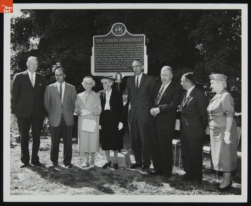 Edison Family Members at the Edison Homestead Historical Plaque Dedication, Vienna, Ontario, Canada, 1961