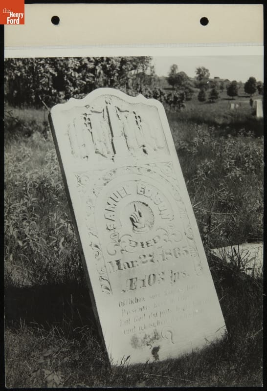 Gravestone of Samuel Edison, Grandfather of Thomas A. Edison, Photographed about 1933