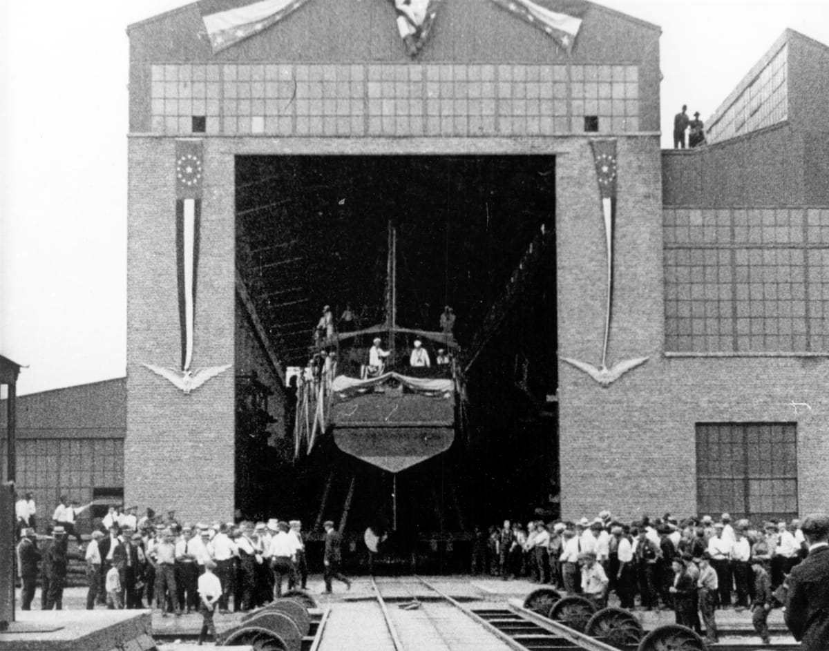 Launching of Last Eagle Boat at Ford Motor Company Rouge Plant, 1919