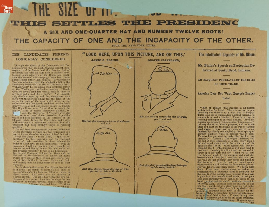 Political Broadside, "This Settles the Presidency!...The Candidates Phrenology Considered," 1884