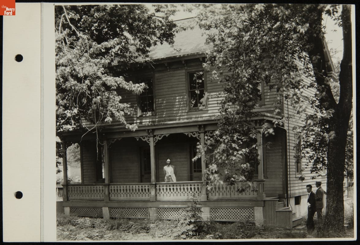 Charles Edison and Two Other Men at the Sarah Jordan Boarding House at its Original Site, Menlo Park, New Jersey, 1928