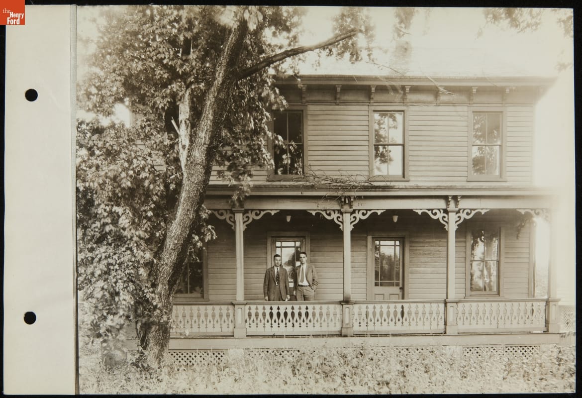 Charles and Theodore Edison on the Porch of the Sarah Jordan Boarding House at its Original Site, Menlo Park, New Jersey, 1928