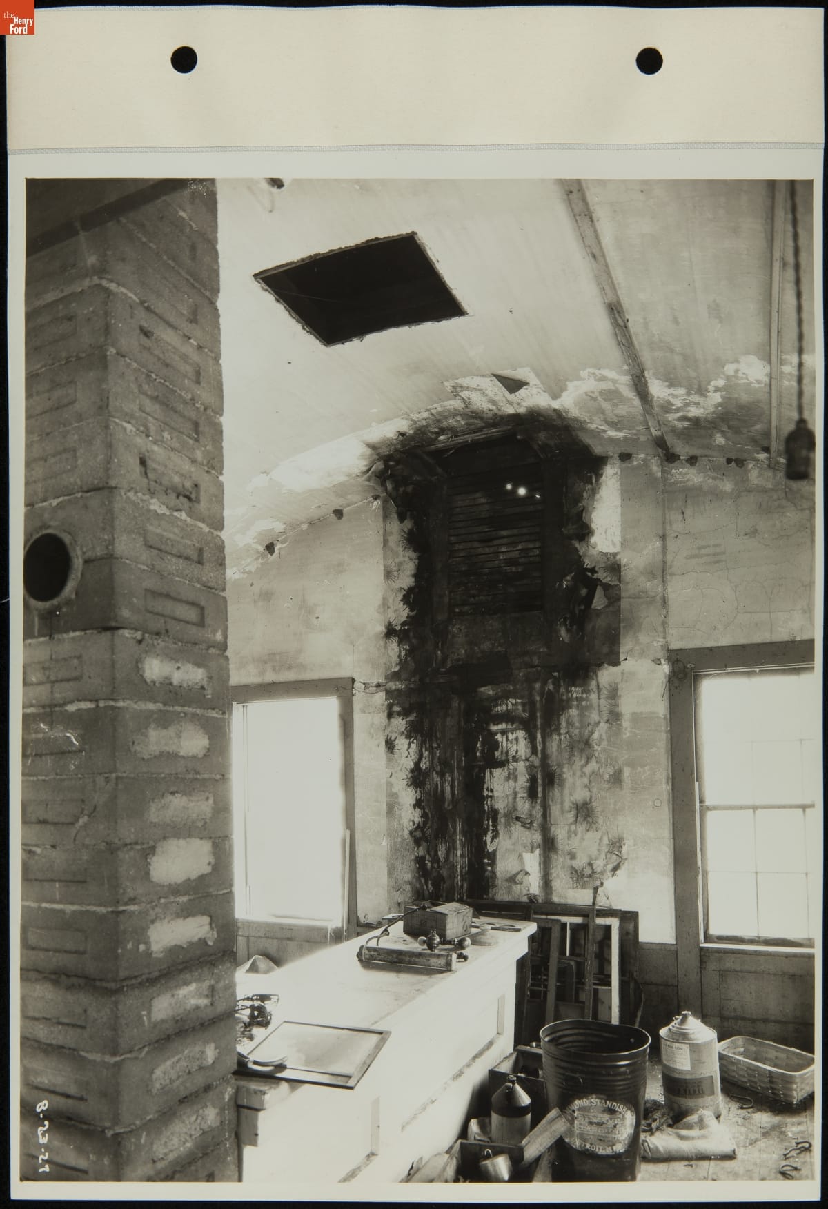 Damage inside J.R. Jones General Store at Its Original Site, Waterford, Michigan, August 1927