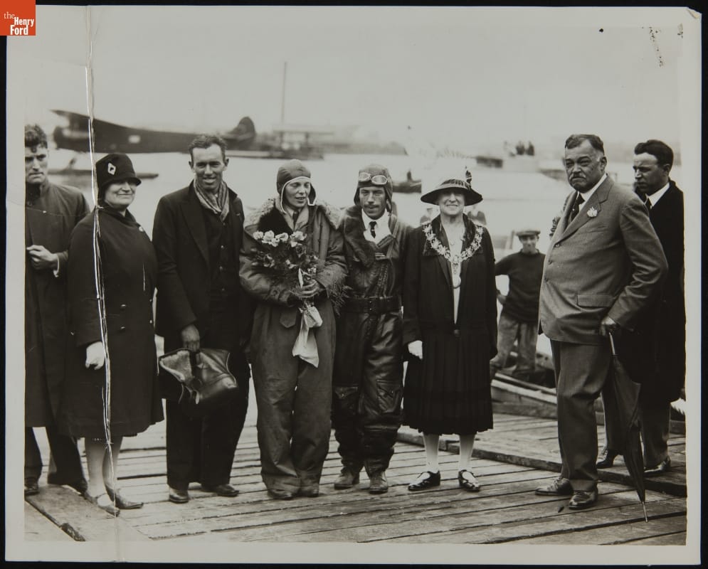 Amelia Earhart and the "Friendship" Crew at Southampton, June 19, 1928