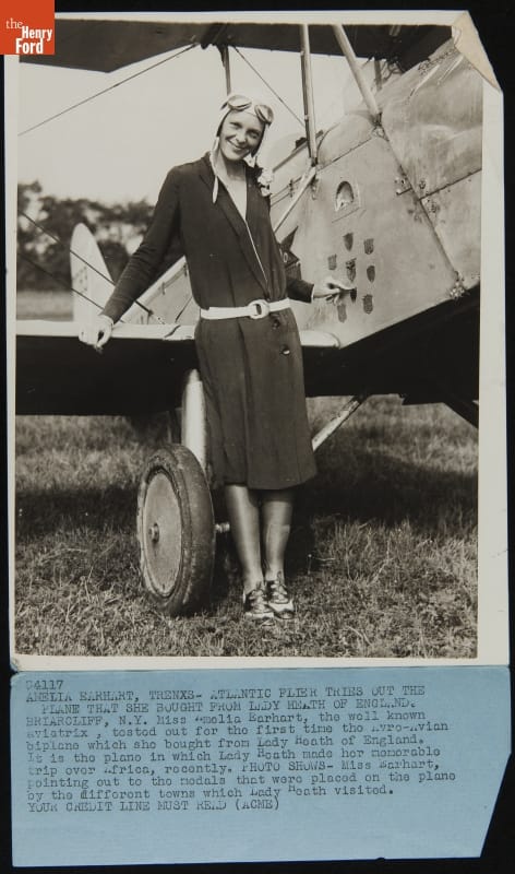 Amelia Earhart with Her Avro-Avian Airplane, Formerly Owned by Lady Mary Heath, August 1928