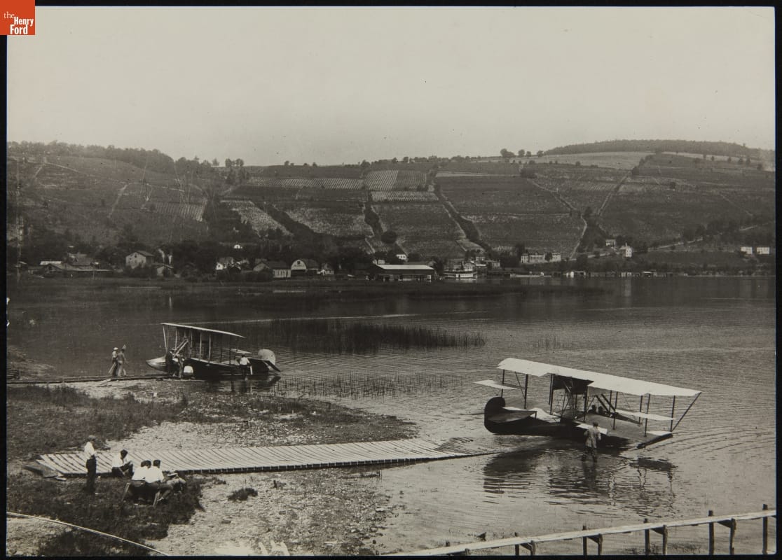 Curtiss Flying Boats in Harbor at Hammondsport, New York, circa 1915