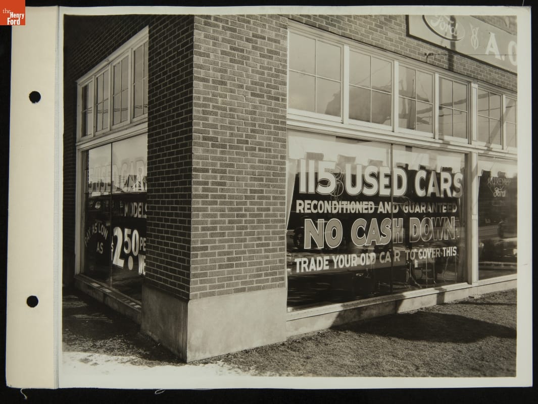 Used Car Dealer Window Advertising, March 1935