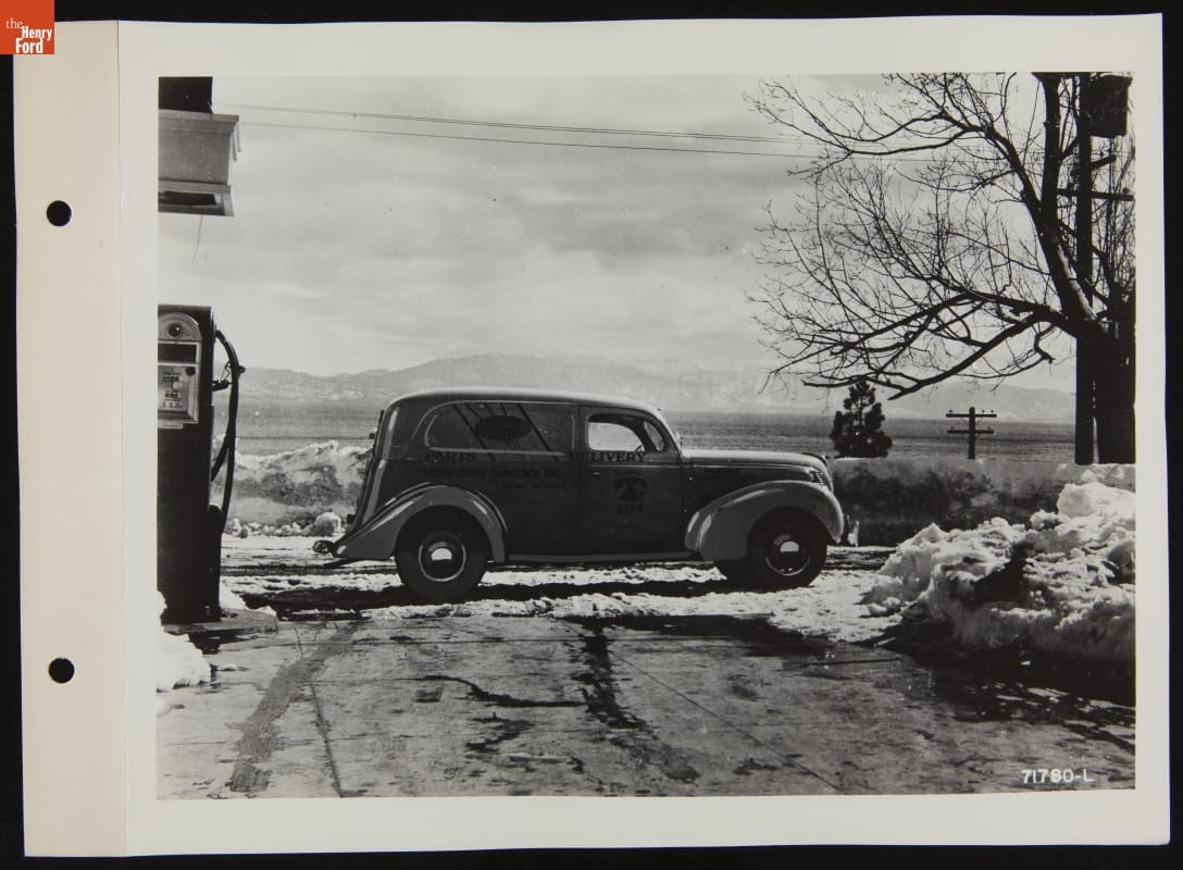 Richardson-Lovelock Inc. Parts Delivery Car, Reno, Nevada, Illustration in April 1939 Ford Merchandising Bulletin