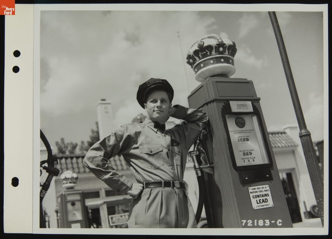 Gas Station Attendant at Fuel Pump, August 1939