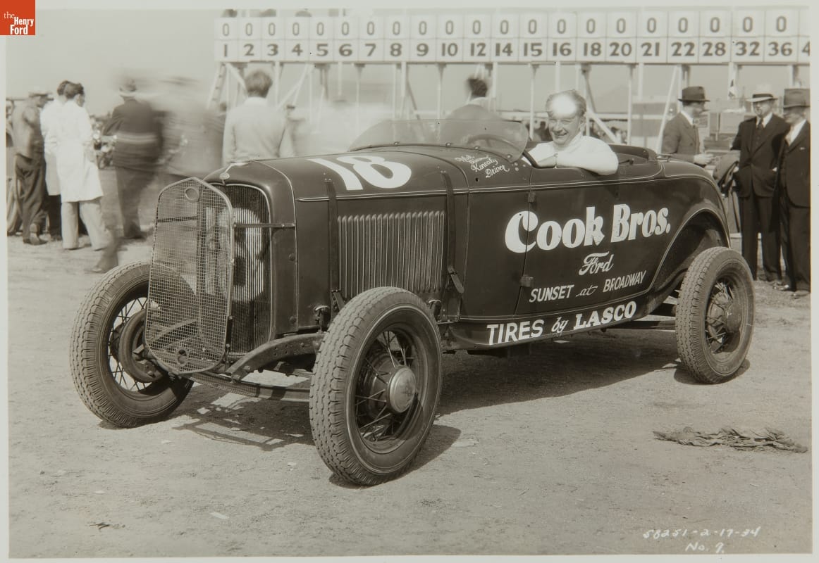 Mel Keneally Driving for Cook Brothers Ford, Los Angeles Road Race, February 1934