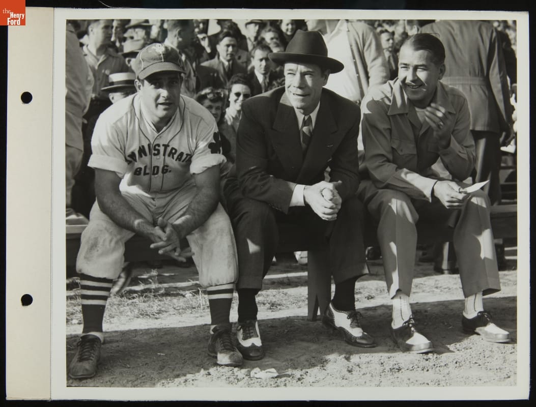 Comedian Joe E. Brown at Ford Administration Building Baseball Team Game, August 1942