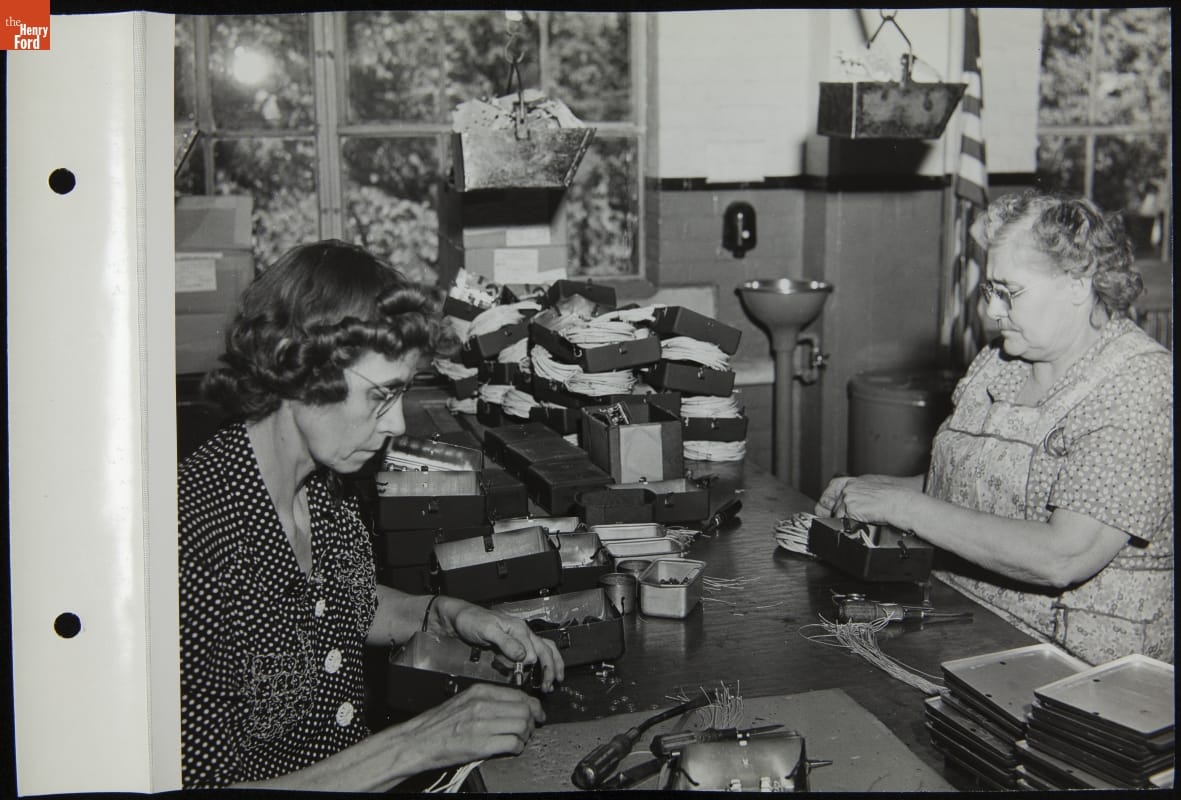 Women Making Electric Harnesses for B-24 Bombers at Phoenix Mills, September 1944