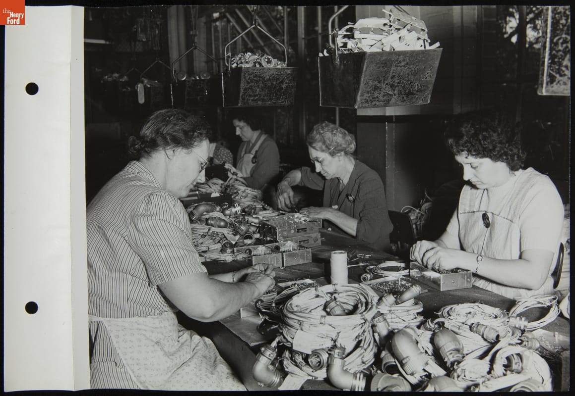 Women Making Electric Harnesses for B-24 Bombers at Phoenix Mills, September 1944