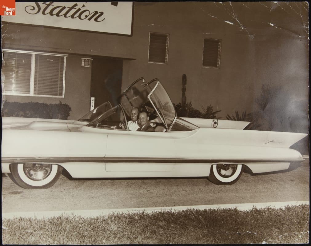Benson Ford Driving Lincoln Futura Show Car, Miami, Florida, April 1955