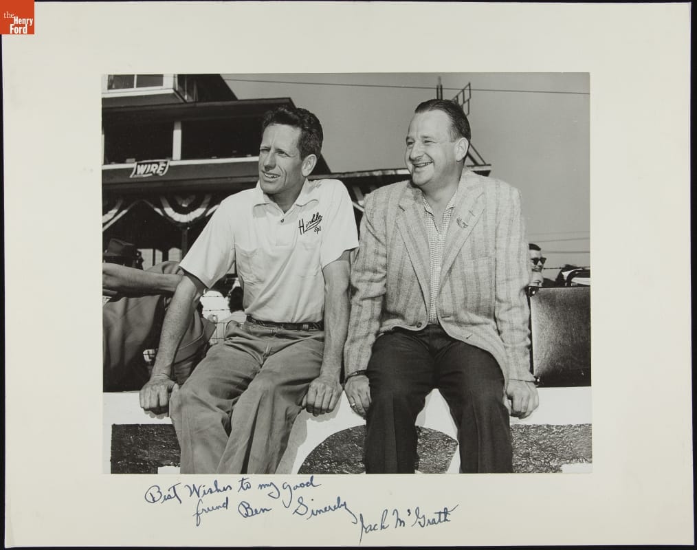 Jack McGrath and Benson Ford, Indianapolis Time Trials, May 1954