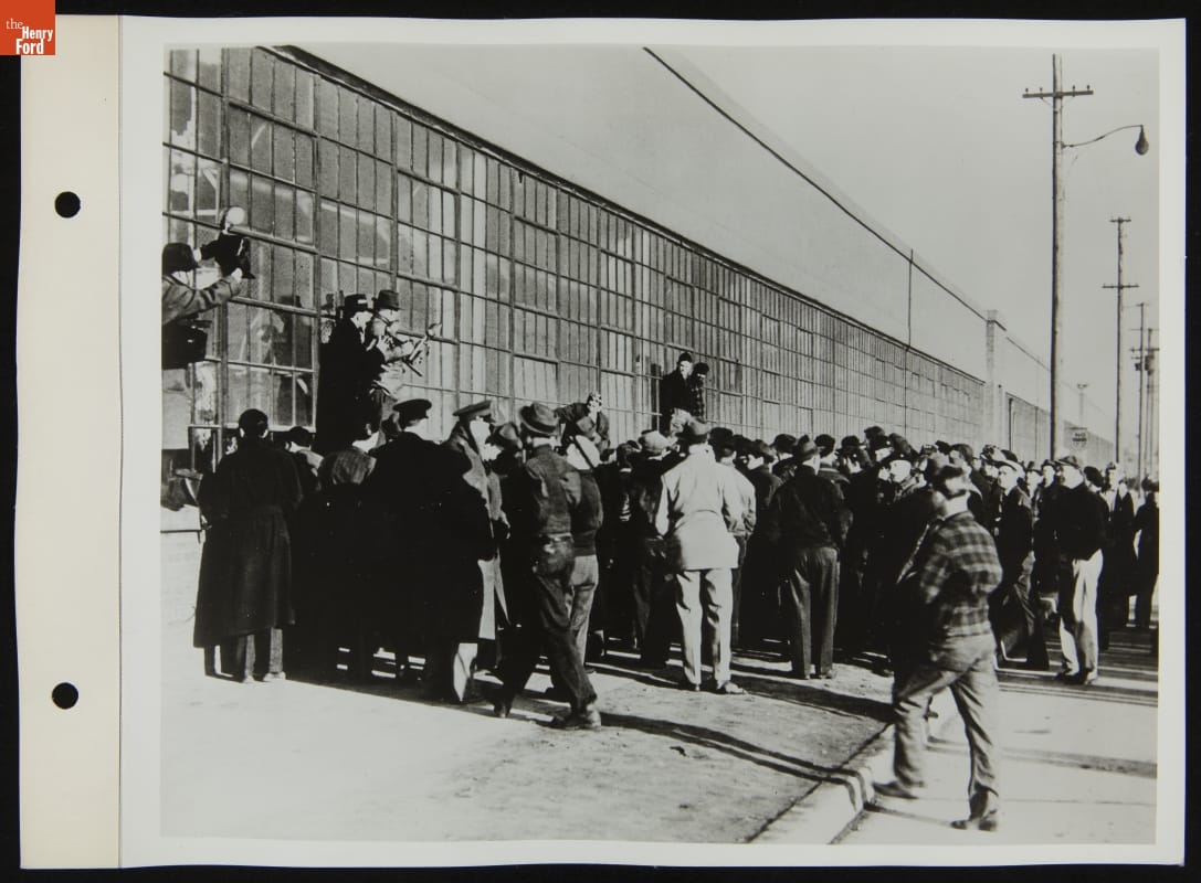 Union Picketers Gathered to Hear Speeches, Ford Rouge Plant, April 1941