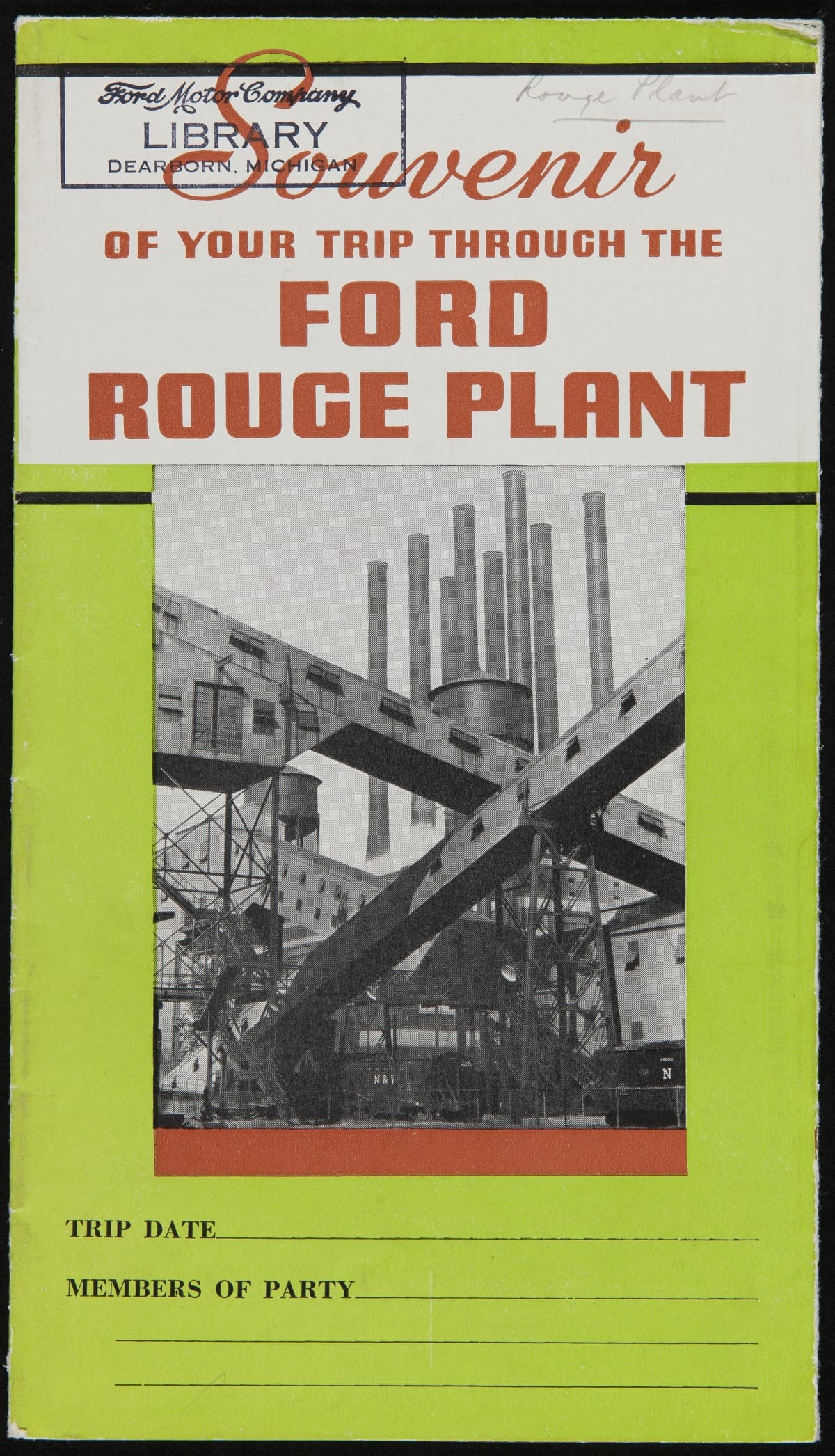 Souvenir Brochure, "Souvenir of Your Trip through the Ford Rouge Plant," December 1937