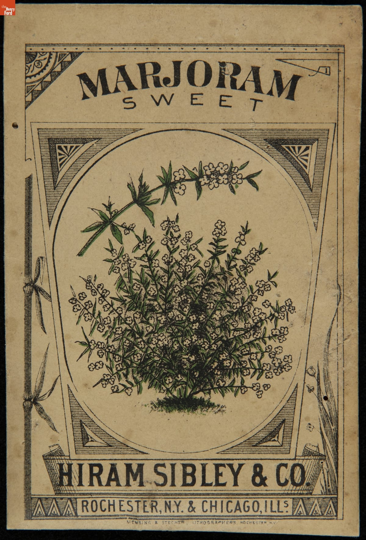 Hiram Sibley & Co. "Marjoram Sweet" Seed Packet, Used in the C.W. Barnes Store, 1882-1888