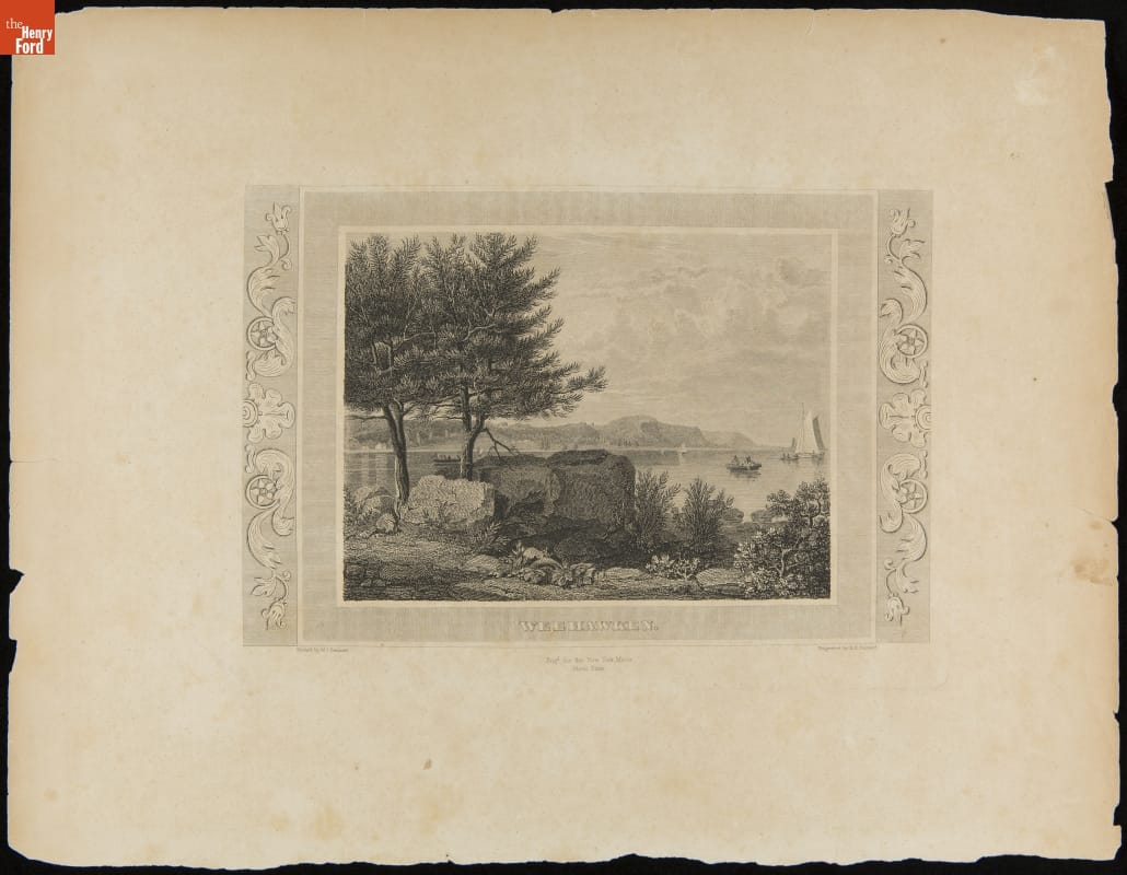 Line Engraving, "Weehawken," Published in the New York Mirror Newspaper on April 20, 1833