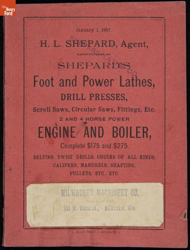 Shepard's Foot and Power Lathes Catalog, 1897