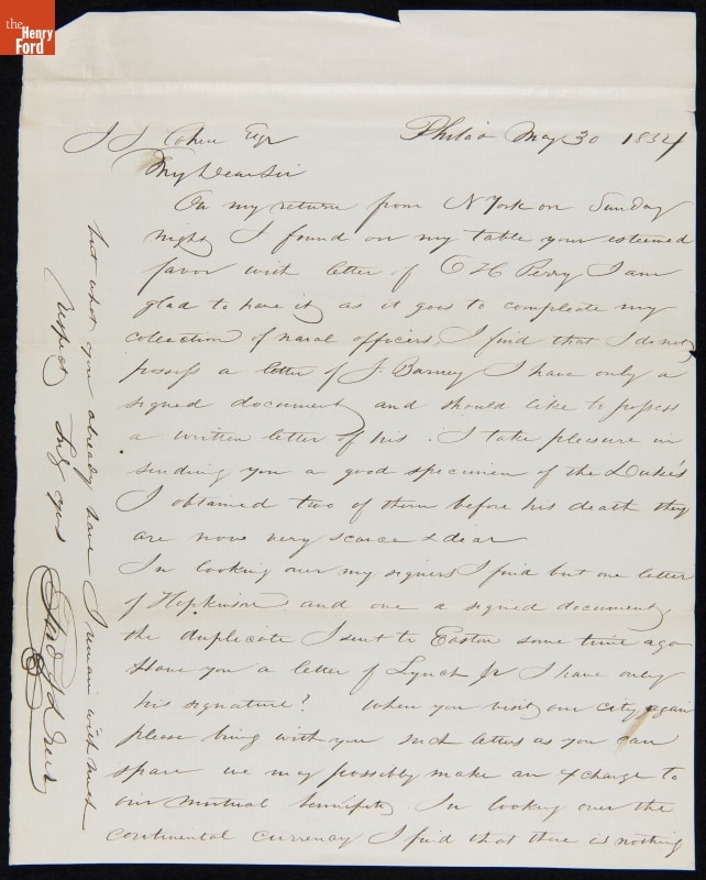 Letter from Ferdinand J. Dreer to Joshua I. Cohen, May 30, 1854