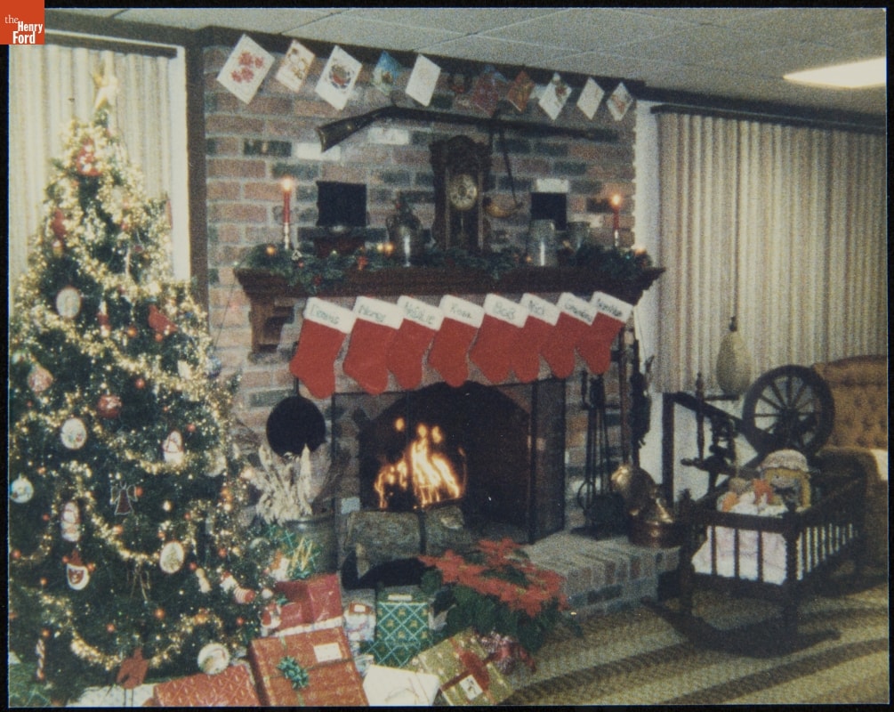 Family Room Decorated for Christmas, Redford, Michigan, 1987
