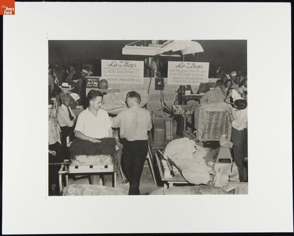 Making La-Z-Boy Reclining Chairs at a Fair or Exhibition, circa 1955