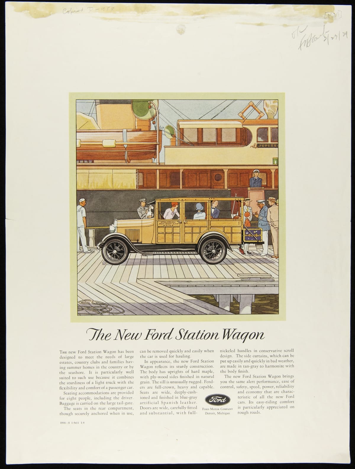 Advertisement for the New Ford Station Wagon, 1929