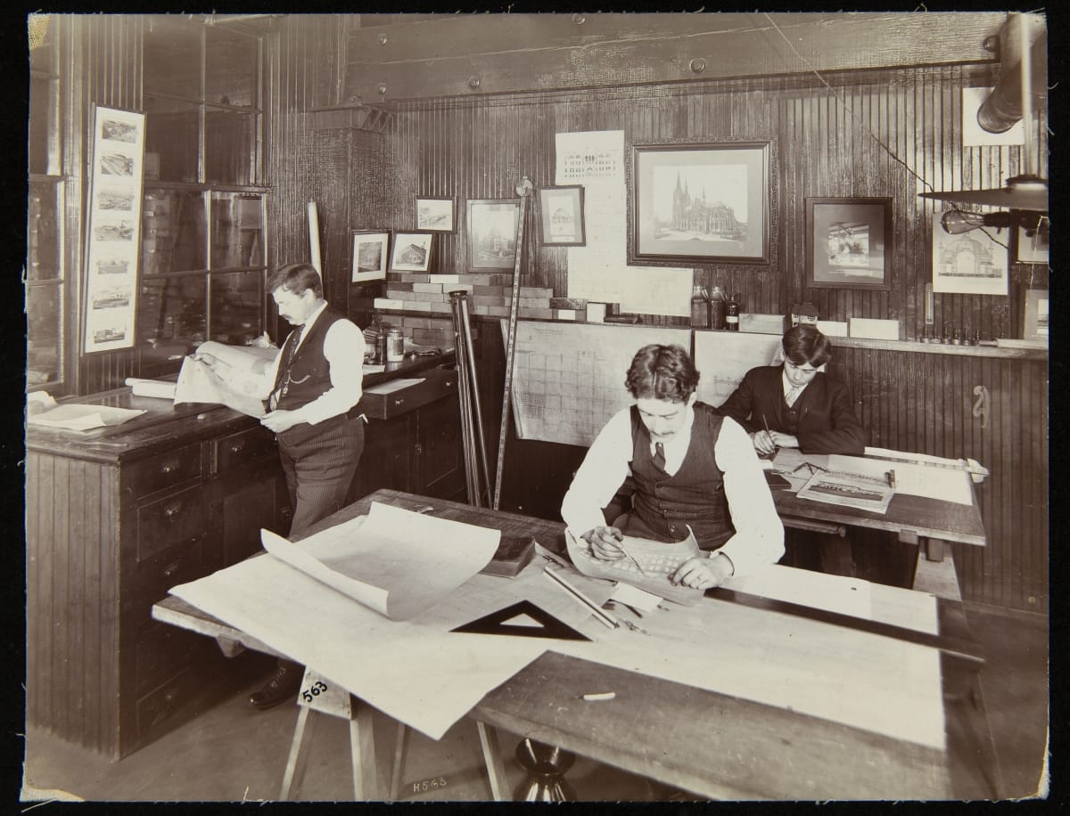 Employees Working in the Main Plant Drafting Room, H. J. Heinz Company, Pittsburgh, Pennsylvania, circa 1920