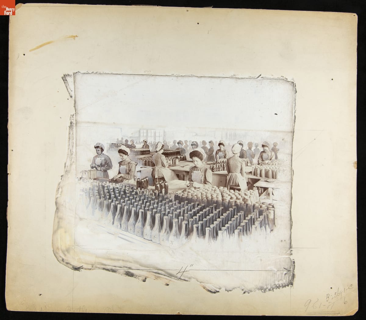 Advertising Layout Photograph of Heinz Employees Filling Ketchup Bottles in Salem, New Jersey, 1913