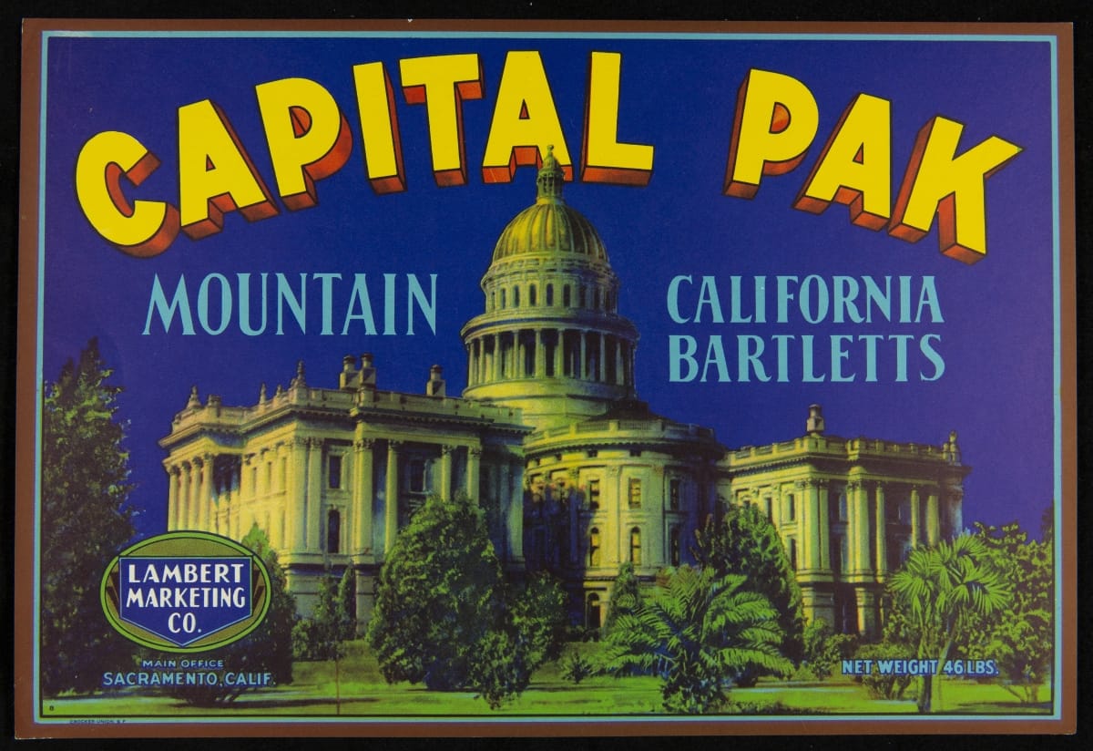 Crate Label, "Capital Pak Brand Bartlett Pears," 1940-1950