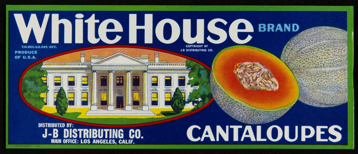 Crate Label, "White House Brand Cantaloupes," 1940-1950