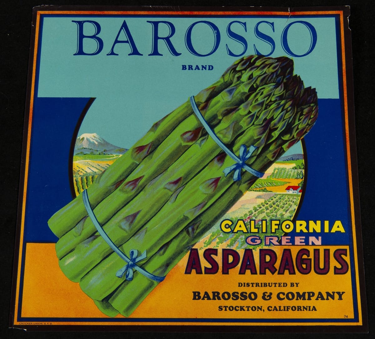Crate Label, "Barosso Brand California Green Asparagus," circa 1950