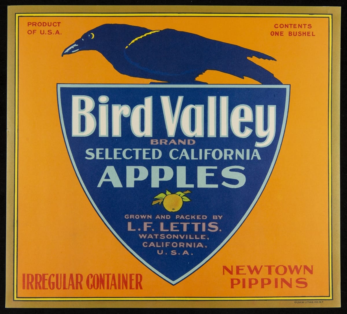Crate Label, "Bird Valley Brand California Apples," 1900-1930