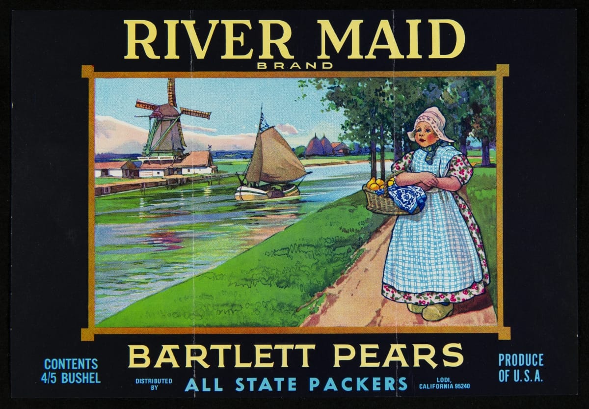 Crate Label, "River Maid Brand Bartlett Pears," circa 1930
