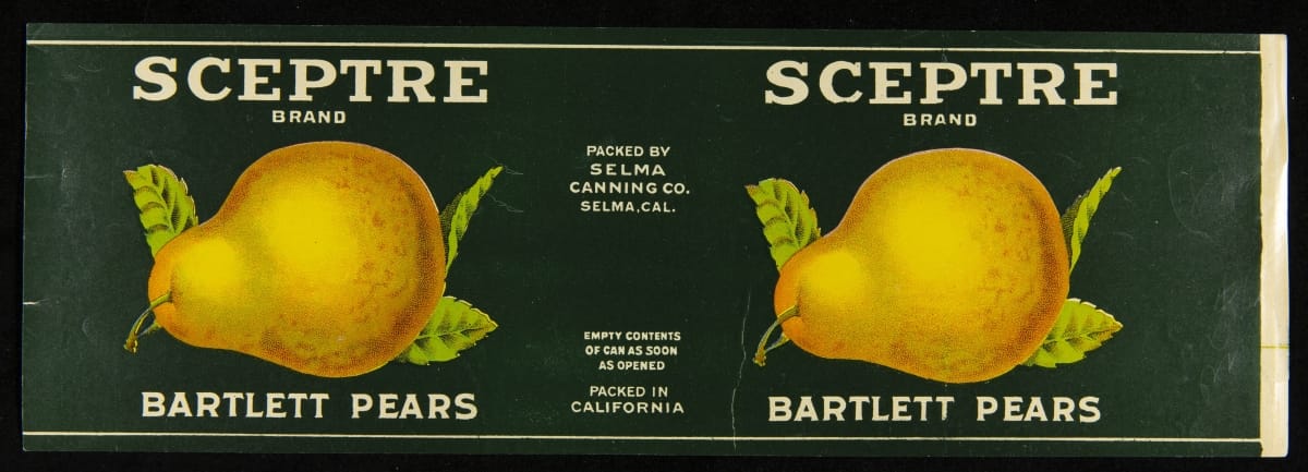 Can Label, "Sceptre Brand Bartlett Pears," circa 1910