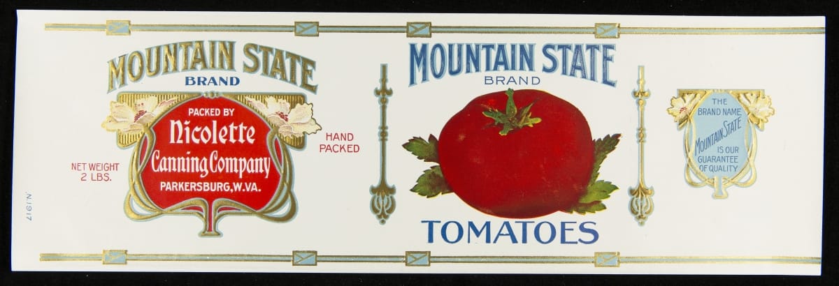 Can Label, "Mountain State Brand Tomatoes," circa 1917