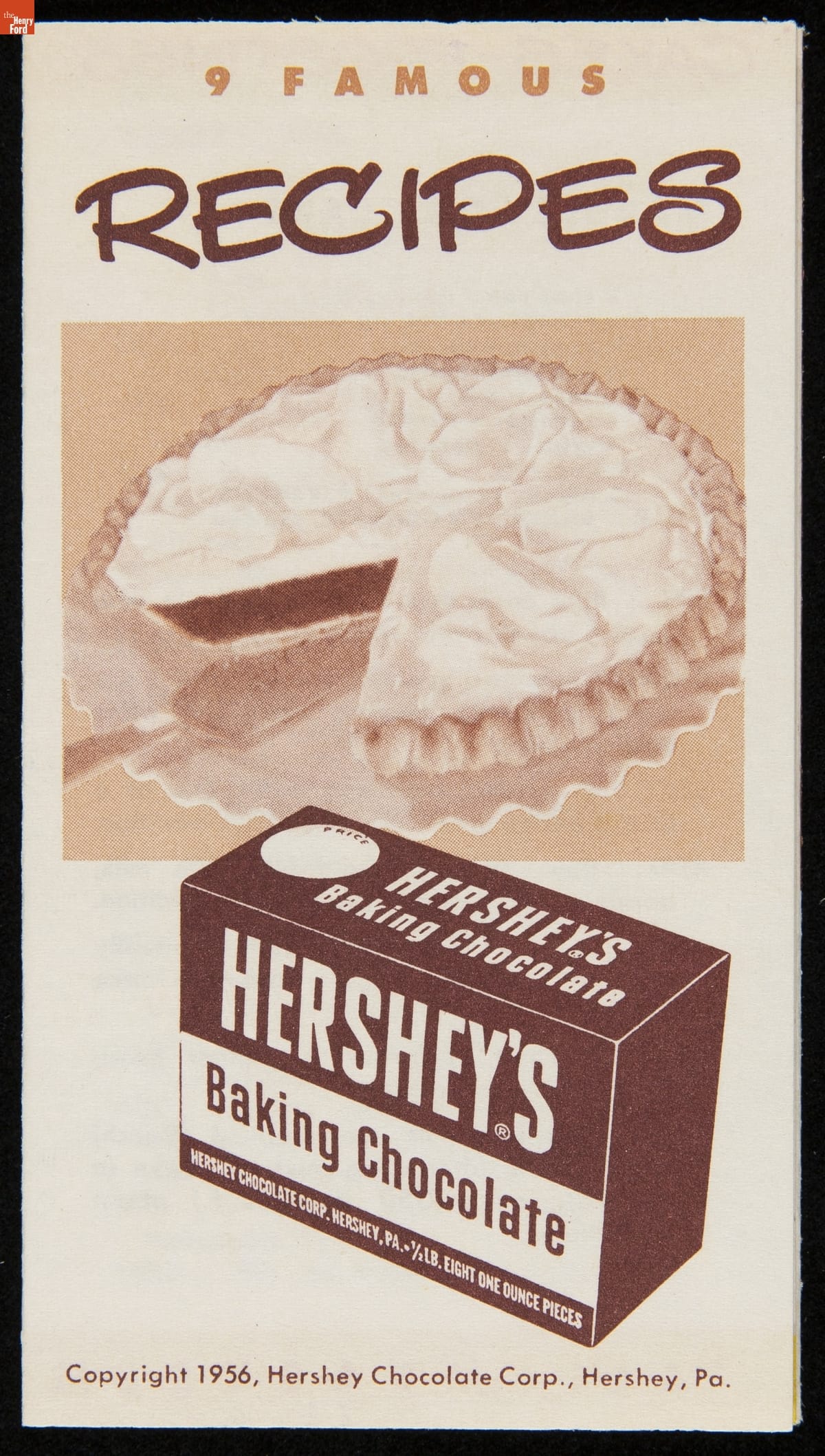 Recipe Booklet, "9 Famous Recipes for Hershey's Baking Chocolate," 1956