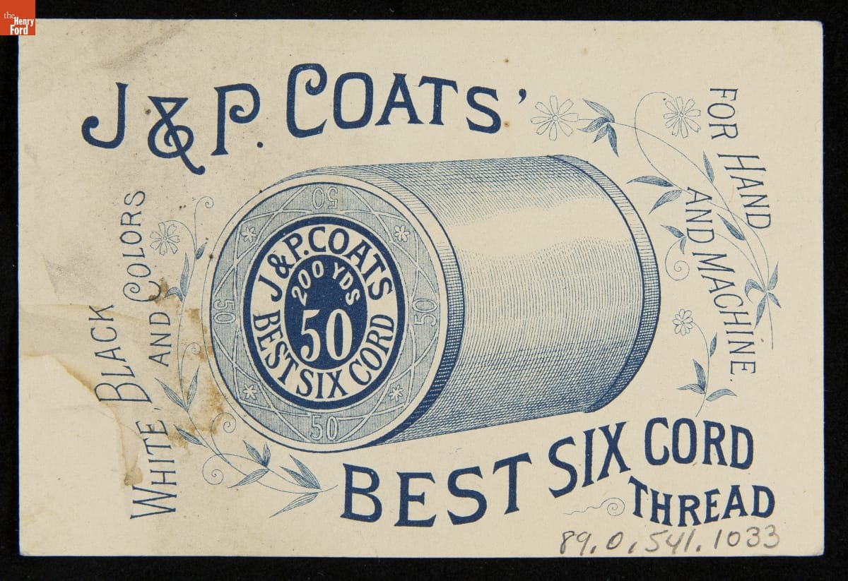 Trade Card for Sewing Thread, J. & P. Coats, 1880-1895