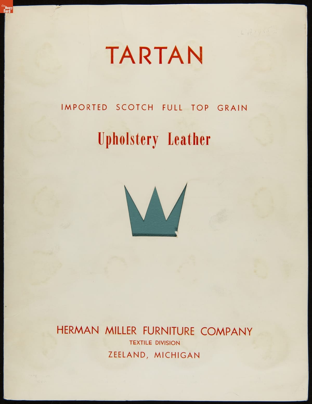 Tartan Imported Scotch Full Top Grain Upholstery Leather for the Herman Miller Furniture Company, circa 1955