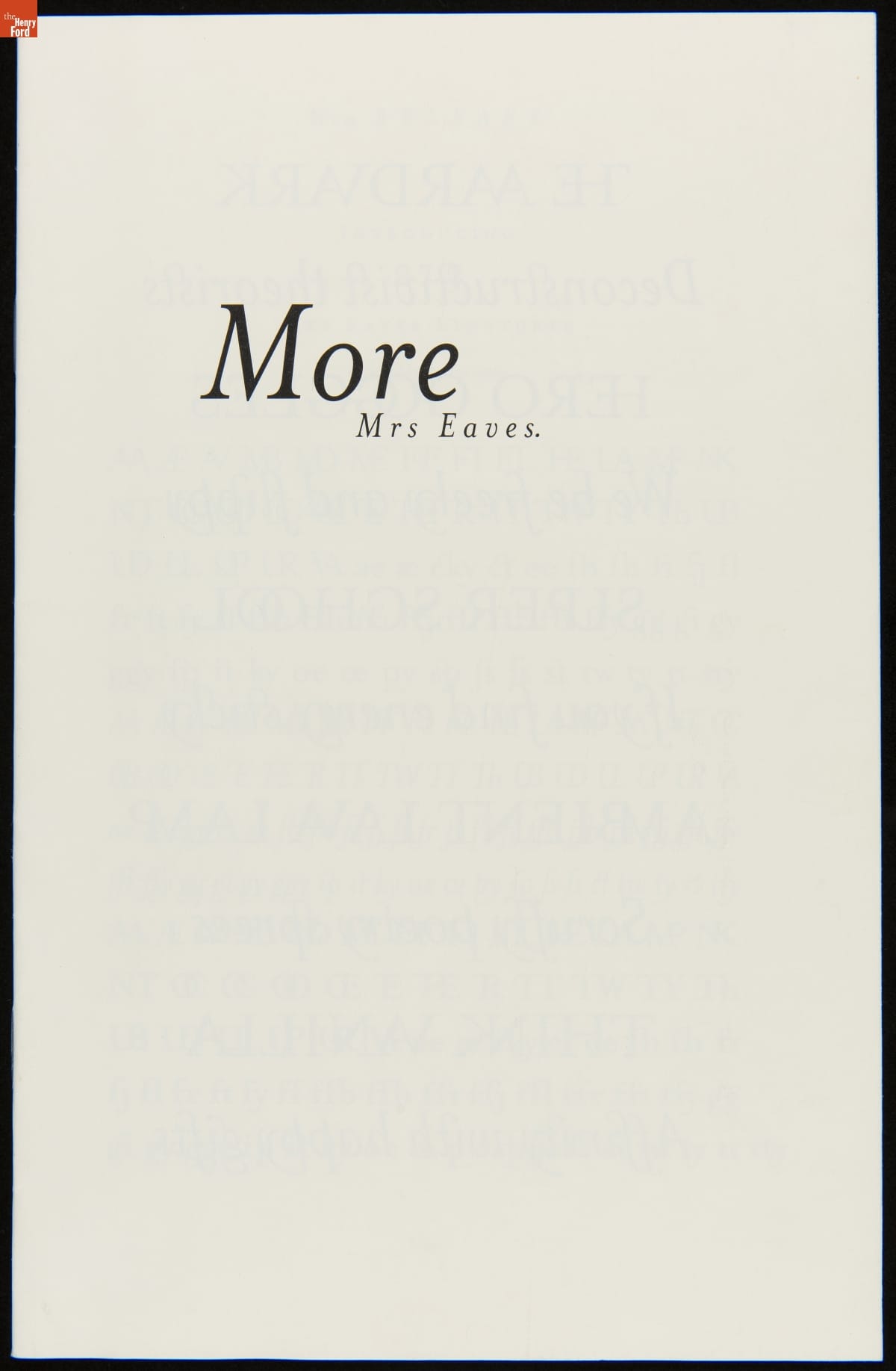 Mail Order Catalog, "More Mrs. Eaves," 1996