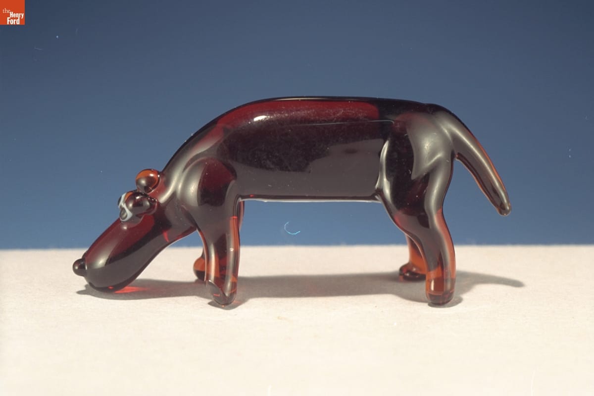 Miniature Glass Figure, Hippopotamus, 1955-1985