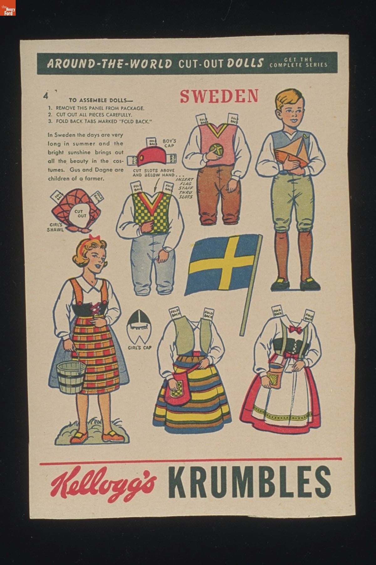 Kellogg's Krumbles Around-the-World Cut-Out Dolls, Sweden, 1946-1949