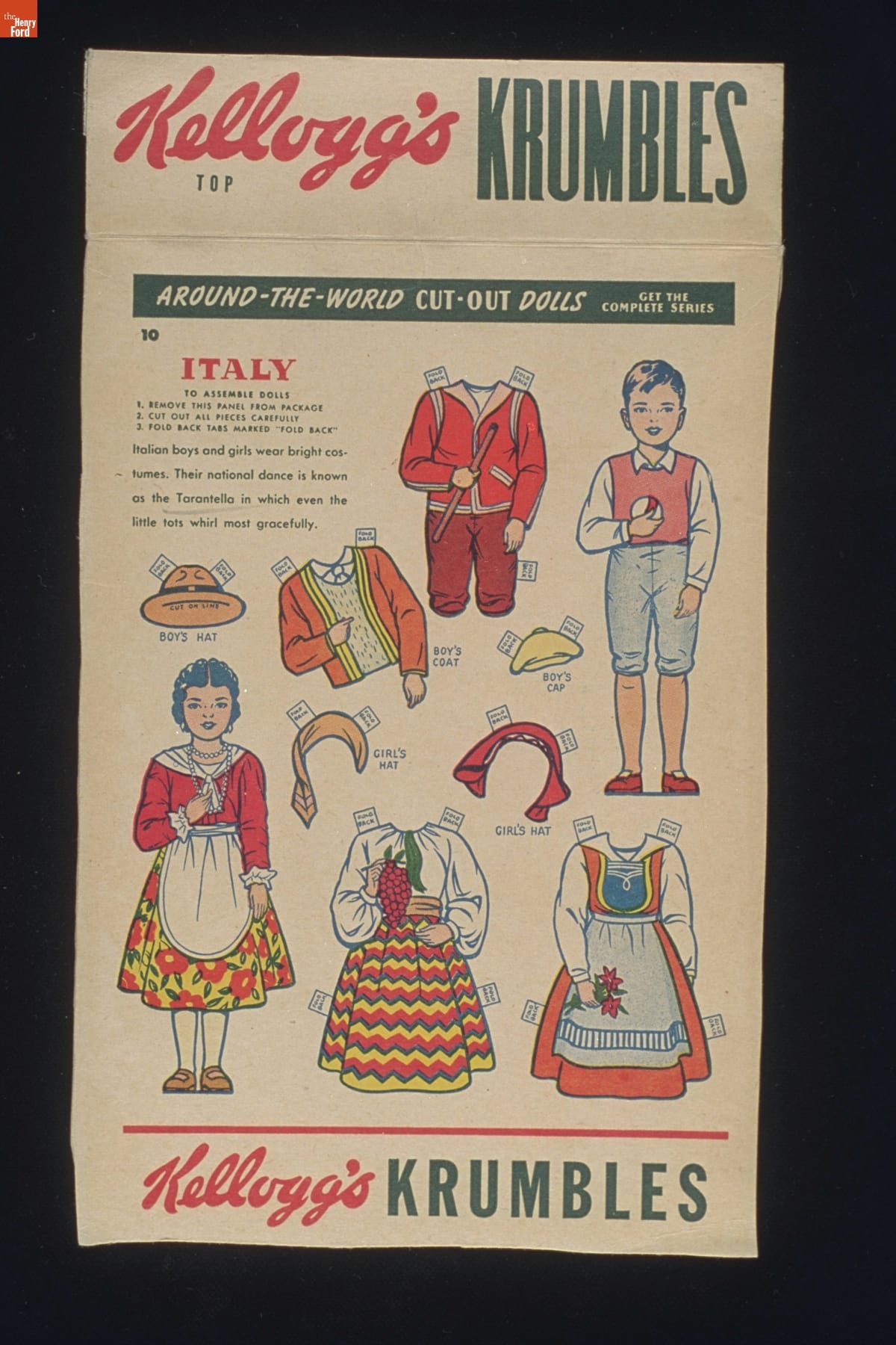 Kellogg's Krumbles Around-the-World Cut-Out Dolls, Italy, 1946-1949