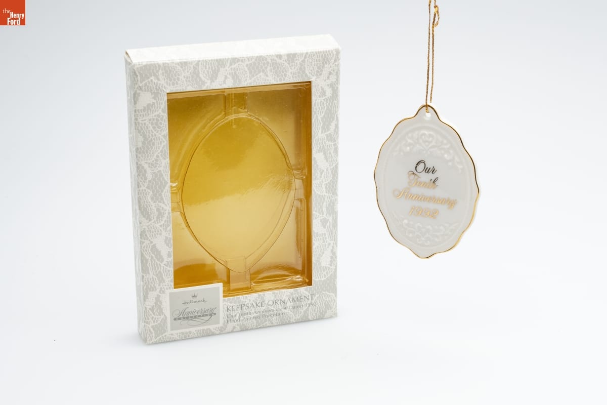 Hallmark "Our Tenth Anniversary" Christmas Ornament, 1992