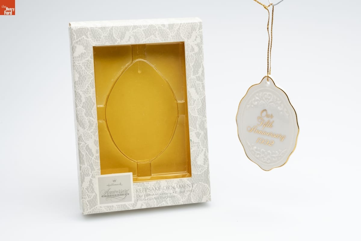 Hallmark "Our Fifth Anniversary" Christmas Ornament, 1992
