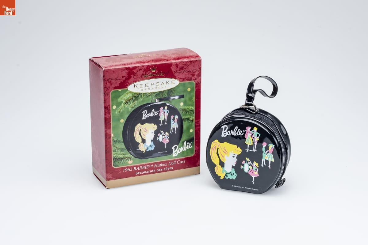 Hallmark "1962 Barbie Hatbox Doll Case" Christmas Ornament, 2000