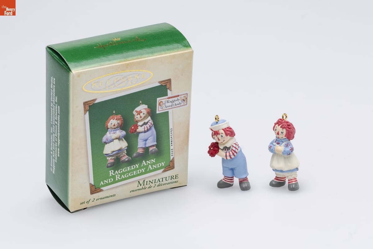 Hallmark "Raggedy Ann and Raggedy Andy" Miniature Christmas Ornaments, 2002