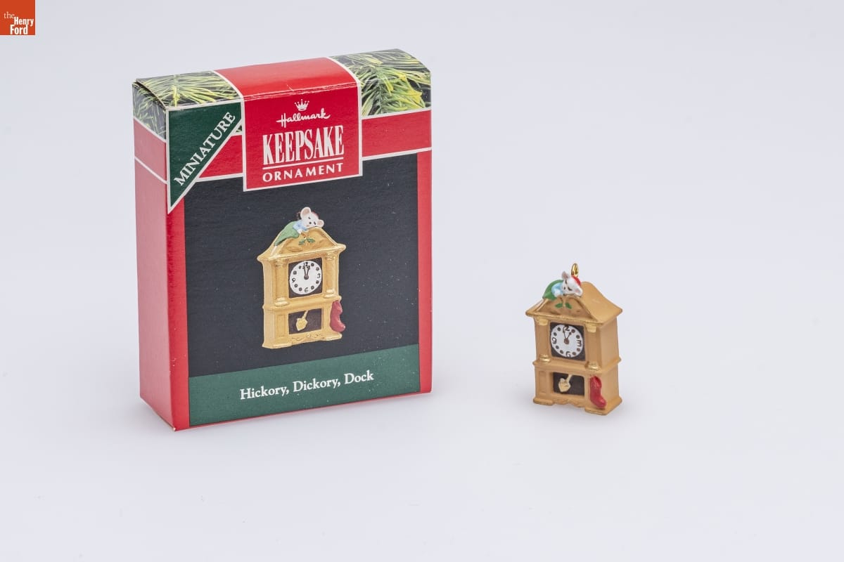 Hallmark "Hickory, Dickory, Dock" Miniature Christmas Ornament, 1992
